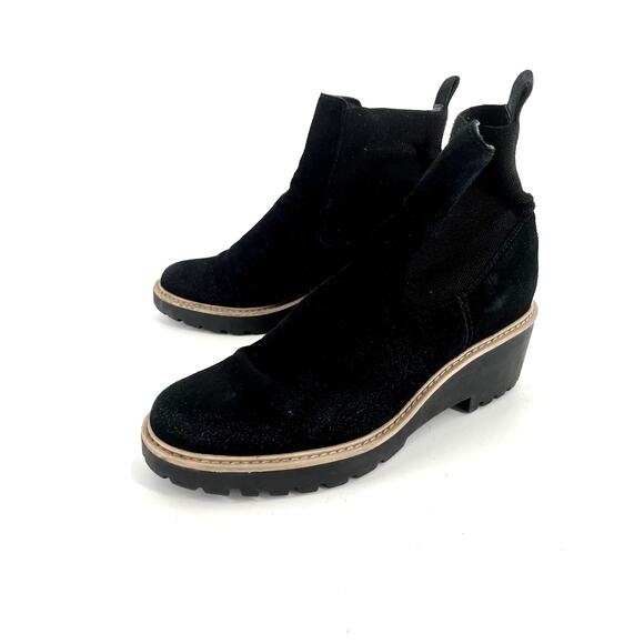 Dolce Vita Black Helen Suede Elastic Wedge Chelsea Boots - Picture 5 of 9